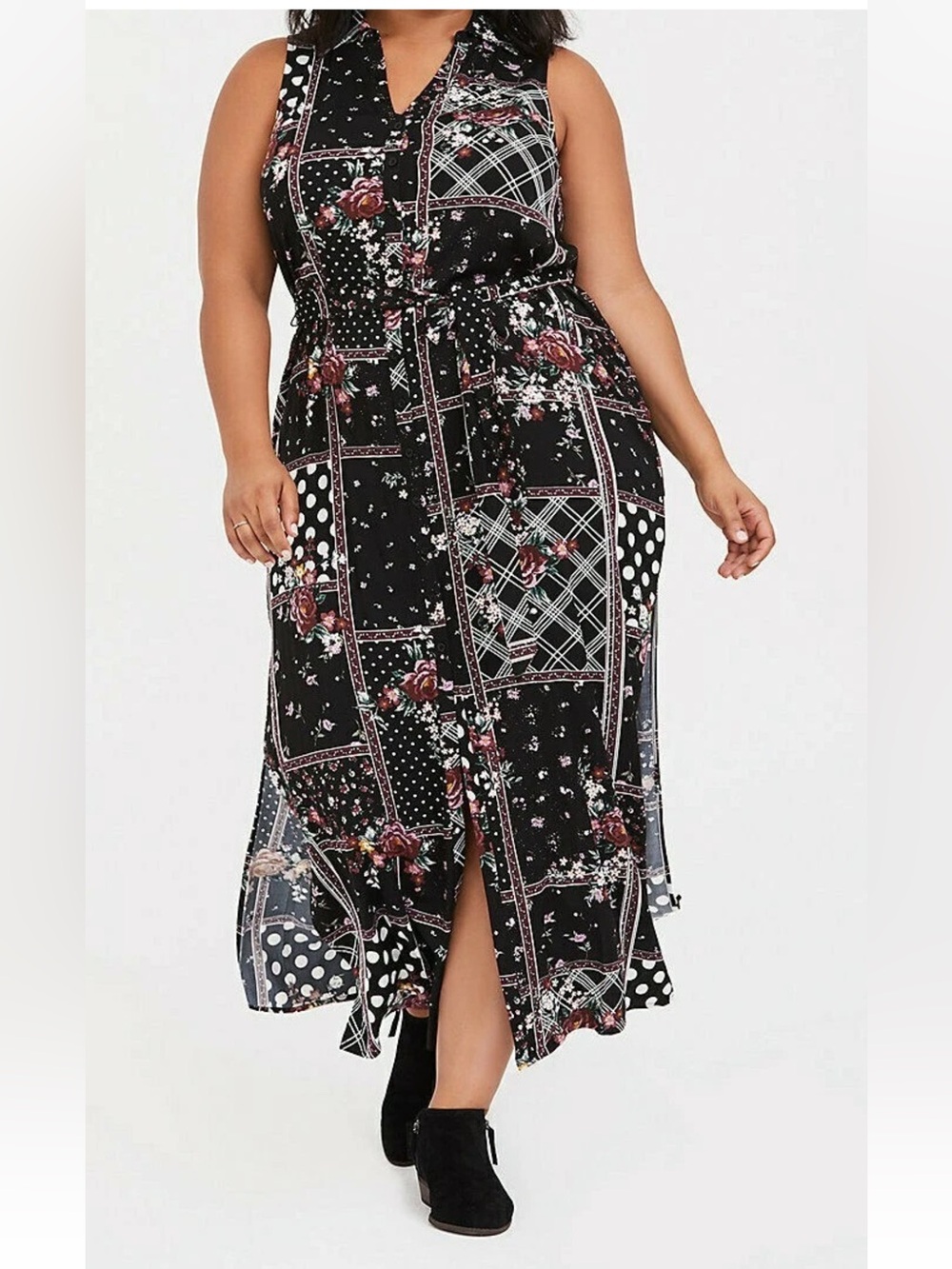 Torrid Patchwork Challis maxi skirt shirt dress - Picture 2 of 4